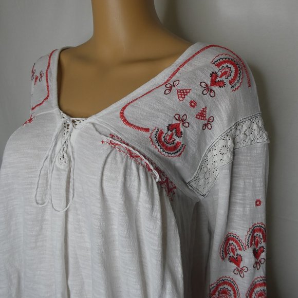 Free People Chiquita Boho Embroidered Top Peasant - Picture 3 of 11